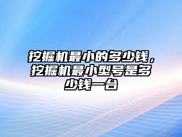 挖掘機最小的多少錢，挖掘機最小型號是多少錢一臺