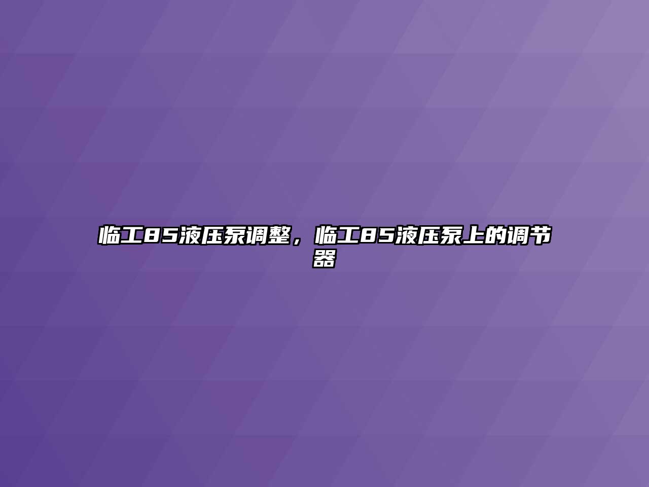 臨工85液壓泵調(diào)整，臨工85液壓泵上的調(diào)節(jié)器