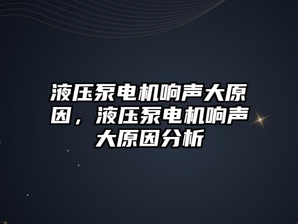 液壓泵電機響聲大原因，液壓泵電機響聲大原因分析