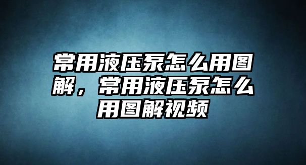 常用液壓泵怎么用圖解，常用液壓泵怎么用圖解視頻