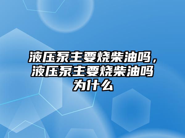 液壓泵主要燒柴油嗎，液壓泵主要燒柴油嗎為什么