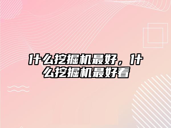 什么挖掘機最好，什么挖掘機最好看