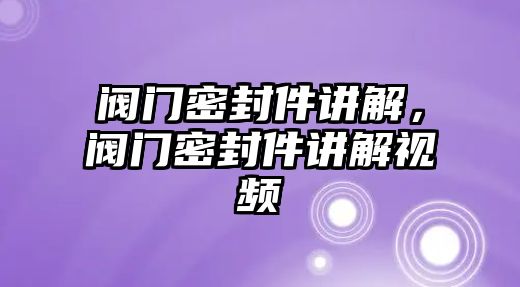 閥門密封件講解，閥門密封件講解視頻