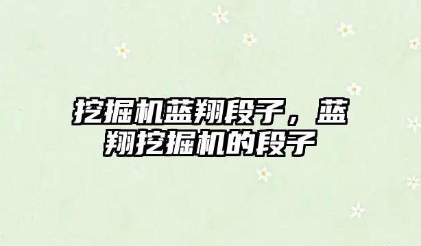 挖掘機藍(lán)翔段子，藍(lán)翔挖掘機的段子