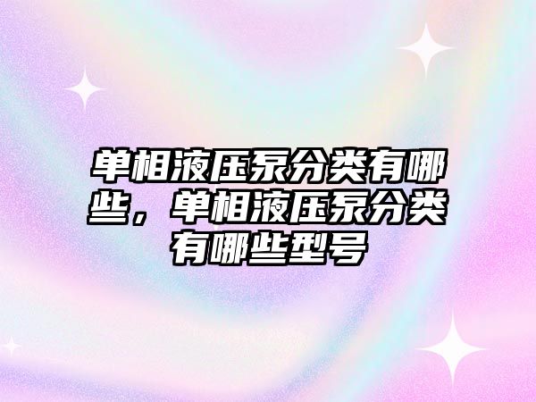 單相液壓泵分類有哪些，單相液壓泵分類有哪些型號(hào)