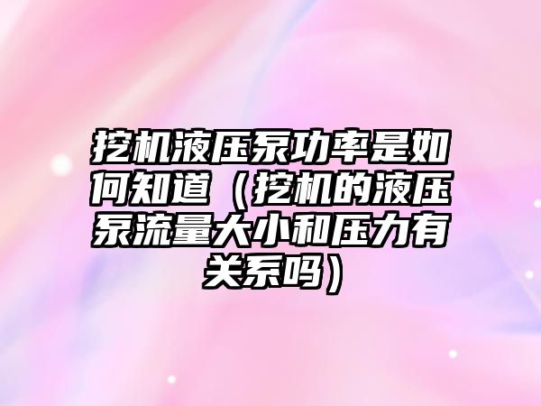 挖機液壓泵功率是如何知道（挖機的液壓泵流量大小和壓力有關(guān)系嗎）