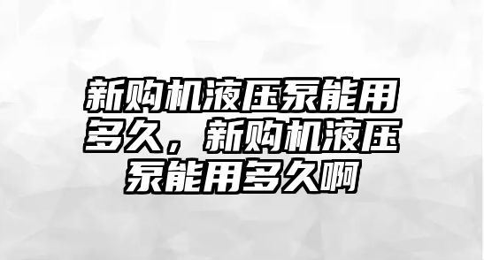 新購機液壓泵能用多久，新購機液壓泵能用多久啊