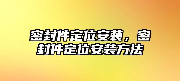 密封件定位安裝，密封件定位安裝方法