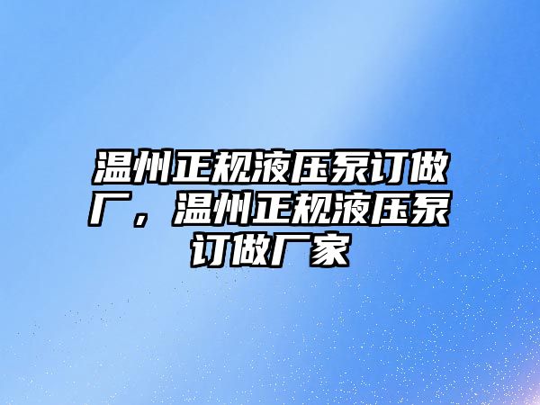 溫州正規(guī)液壓泵訂做廠，溫州正規(guī)液壓泵訂做廠家