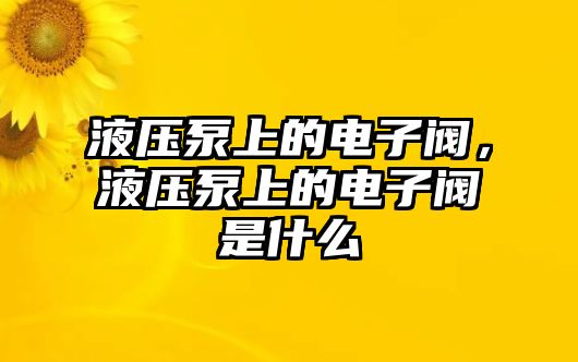 液壓泵上的電子閥，液壓泵上的電子閥是什么