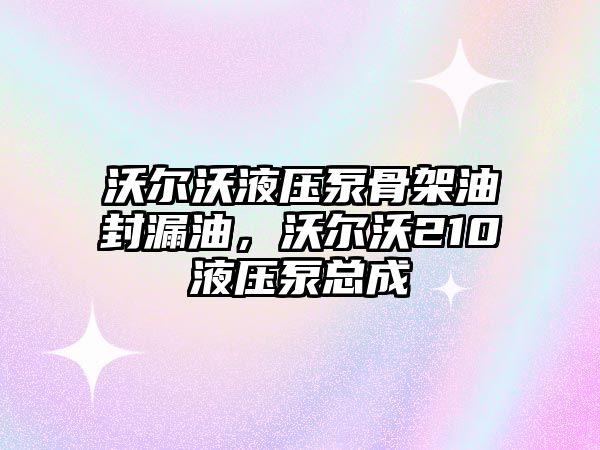 沃爾沃液壓泵骨架油封漏油，沃爾沃210液壓泵總成