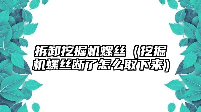 拆卸挖掘機螺絲（挖掘機螺絲斷了怎么取下來）