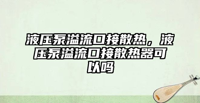 液壓泵溢流口接散熱，液壓泵溢流口接散熱器可以嗎