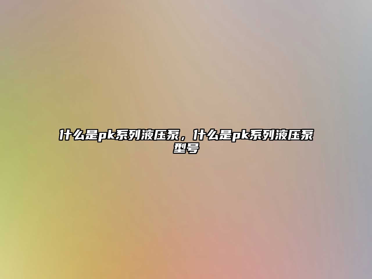 什么是pk系列液壓泵，什么是pk系列液壓泵型號