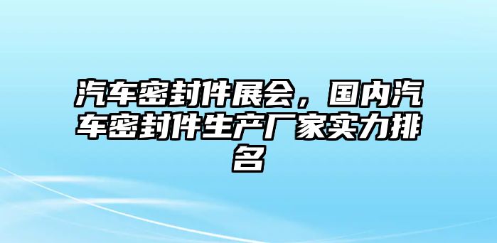 汽車密封件展會，國內(nèi)汽車密封件生產(chǎn)廠家實力排名