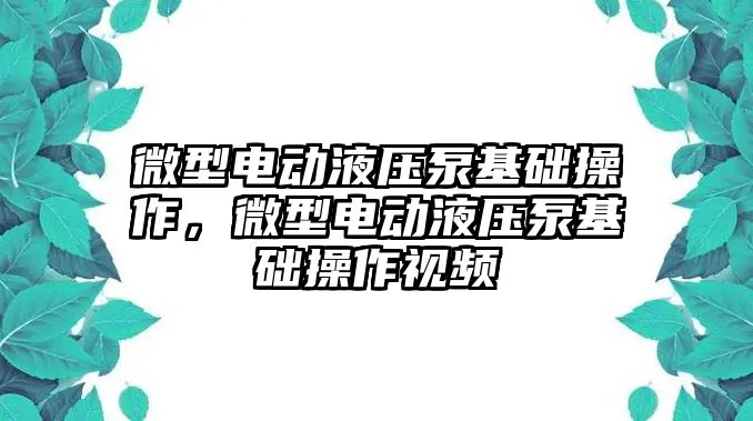 微型電動液壓泵基礎操作，微型電動液壓泵基礎操作視頻