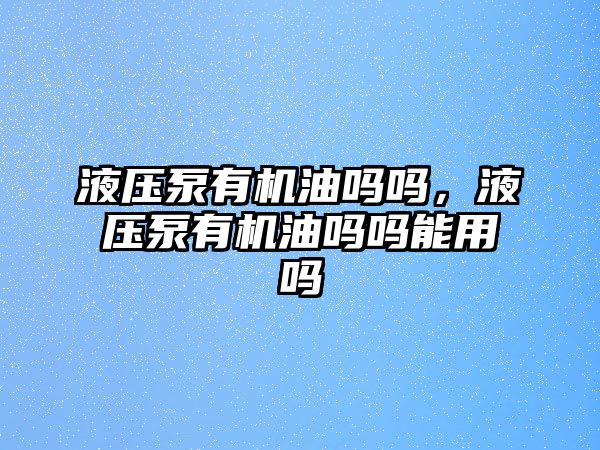 液壓泵有機油嗎嗎，液壓泵有機油嗎嗎能用嗎