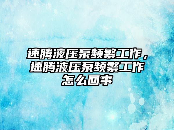 速騰液壓泵頻繁工作，速騰液壓泵頻繁工作怎么回事