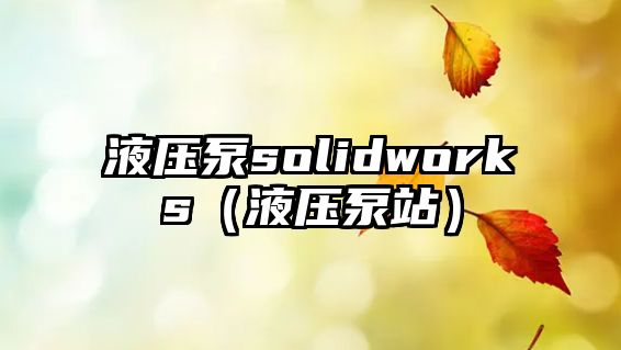 液壓泵solidworks（液壓泵站）