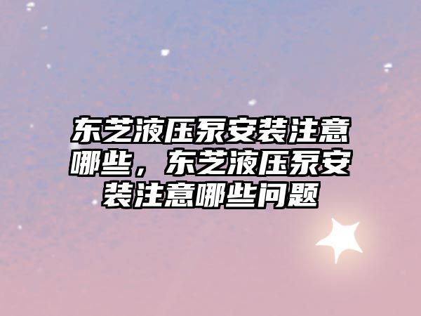 東芝液壓泵安裝注意哪些，東芝液壓泵安裝注意哪些問(wèn)題