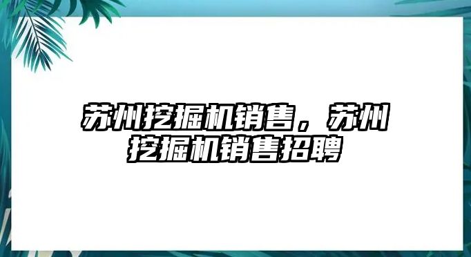 蘇州挖掘機(jī)銷售，蘇州挖掘機(jī)銷售招聘