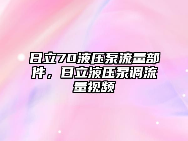 日立70液壓泵流量部件，日立液壓泵調(diào)流量視頻