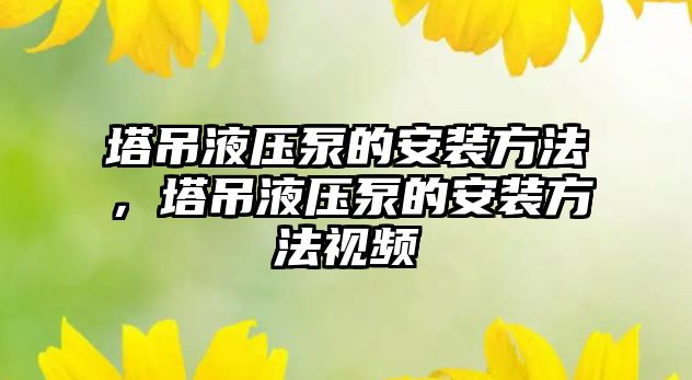 塔吊液壓泵的安裝方法，塔吊液壓泵的安裝方法視頻