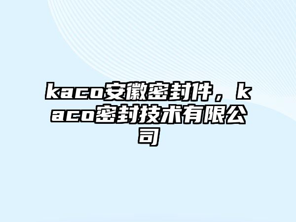 kaco安徽密封件，kaco密封技術(shù)有限公司