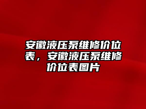 安徽液壓泵維修價位表，安徽液壓泵維修價位表圖片