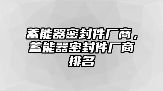 蓄能器密封件廠商，蓄能器密封件廠商排名