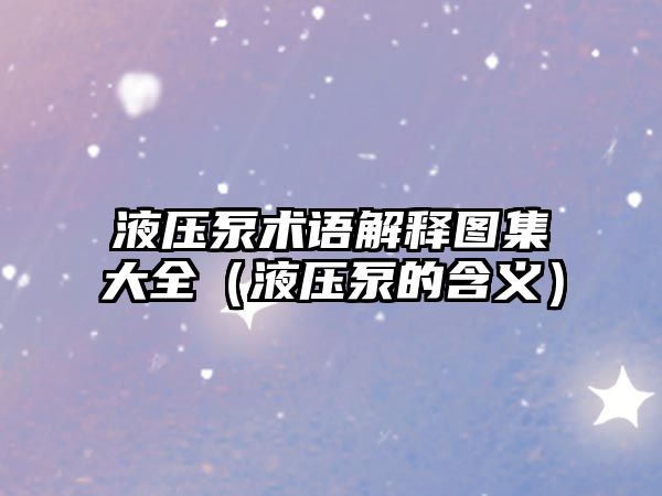 液壓泵術(shù)語(yǔ)解釋圖集大全（液壓泵的含義）