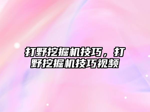 打野挖掘機技巧，打野挖掘機技巧視頻