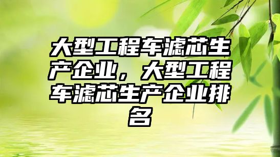 大型工程車濾芯生產企業(yè)，大型工程車濾芯生產企業(yè)排名