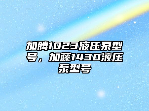 加騰1023液壓泵型號，加藤1430液壓泵型號