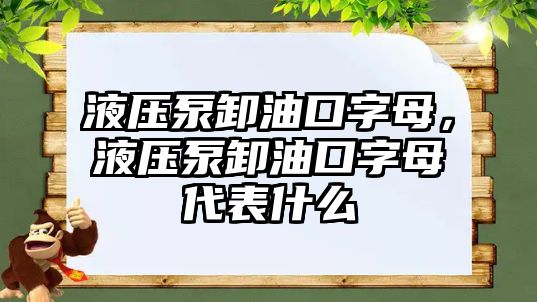 液壓泵卸油口字母，液壓泵卸油口字母代表什么