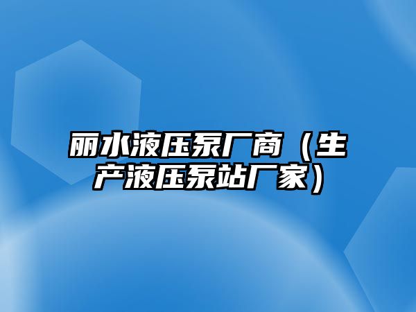 麗水液壓泵廠商（生產(chǎn)液壓泵站廠家）