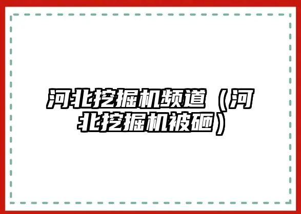 河北挖掘機頻道（河北挖掘機被砸）