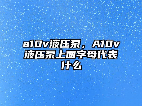 a10v液壓泵，A10v液壓泵上面字母代表什么