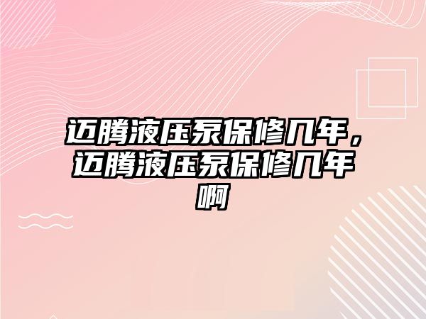 邁騰液壓泵保修幾年，邁騰液壓泵保修幾年啊