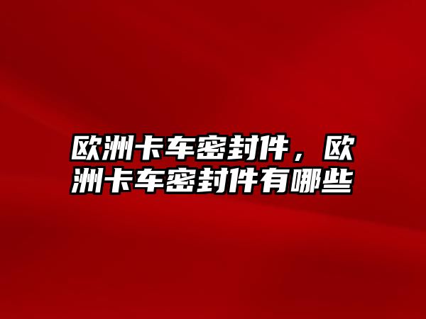 歐洲卡車密封件，歐洲卡車密封件有哪些