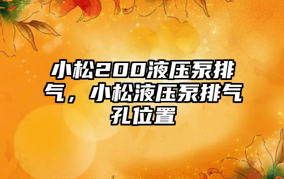 小松200液壓泵排氣，小松液壓泵排氣孔位置