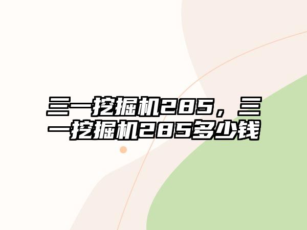 三一挖掘機(jī)285，三一挖掘機(jī)285多少錢