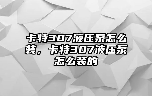 卡特307液壓泵怎么裝，卡特307液壓泵怎么裝的