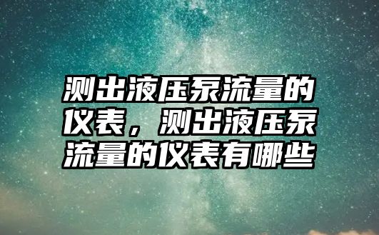 測出液壓泵流量的儀表，測出液壓泵流量的儀表有哪些