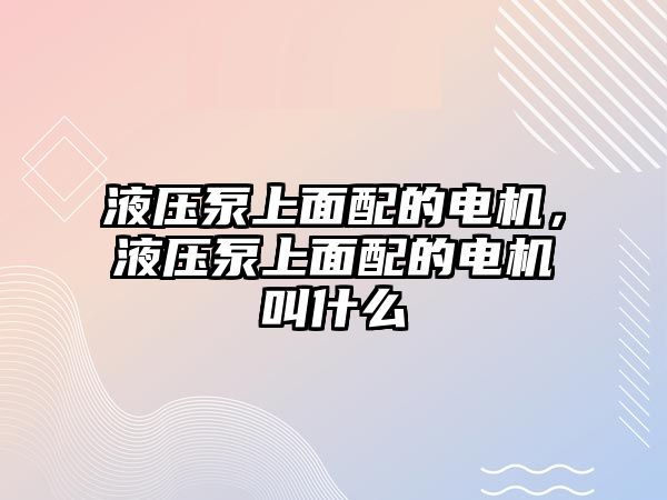 液壓泵上面配的電機，液壓泵上面配的電機叫什么