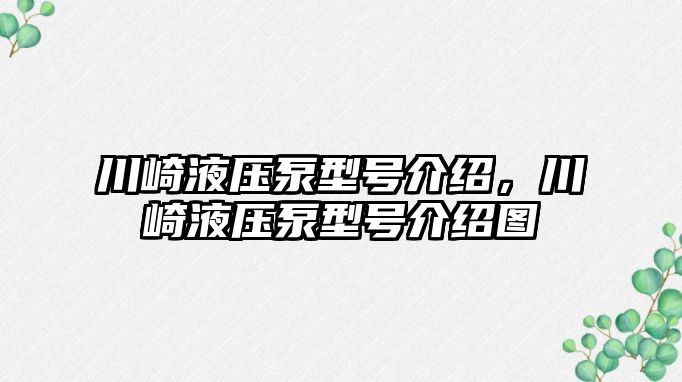 川崎液壓泵型號(hào)介紹，川崎液壓泵型號(hào)介紹圖