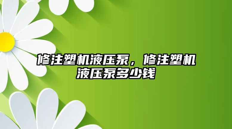 修注塑機液壓泵，修注塑機液壓泵多少錢