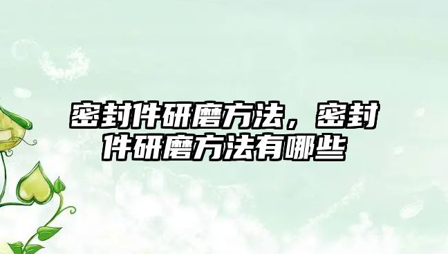 密封件研磨方法，密封件研磨方法有哪些