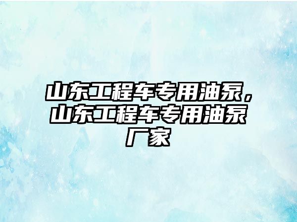 山東工程車專用油泵，山東工程車專用油泵廠家