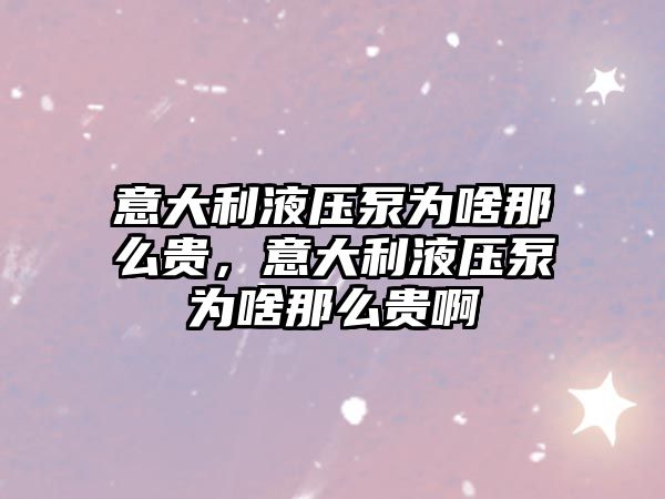 意大利液壓泵為啥那么貴，意大利液壓泵為啥那么貴啊